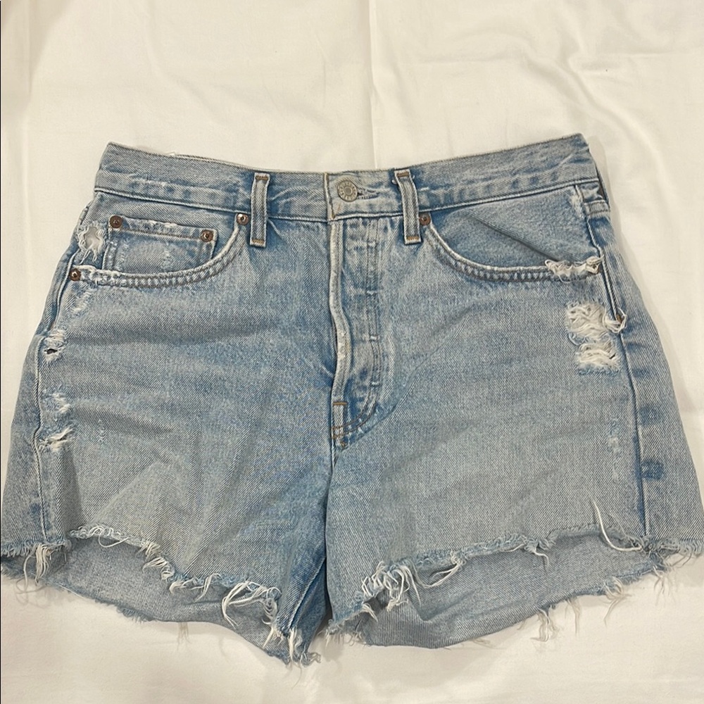 Agolde Blue Distressed Jean Shorts